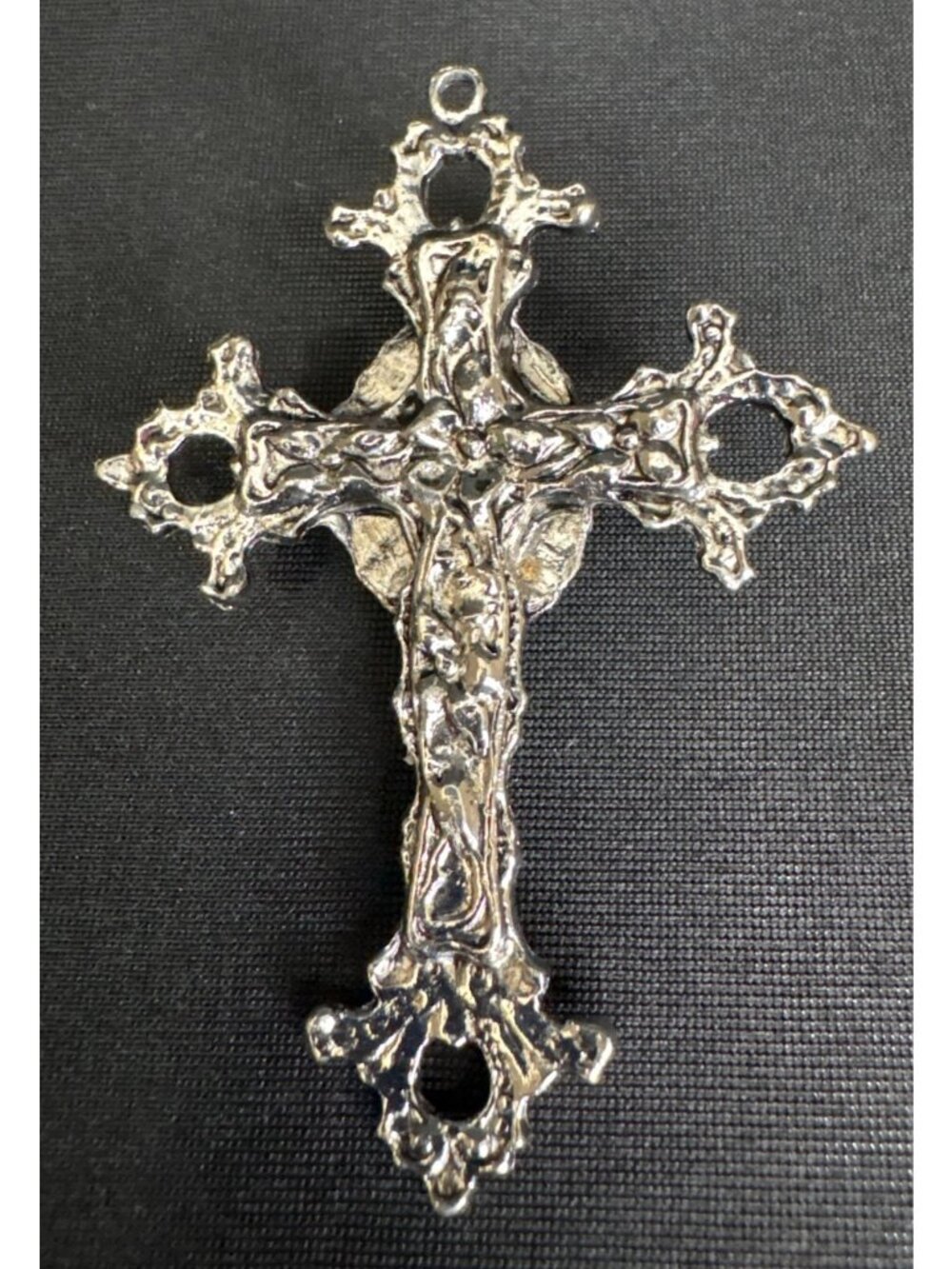 Gothic Byzantine Cross Pendant With Green Gemstone Costume Religious Jewelry - Picture 4 of 6